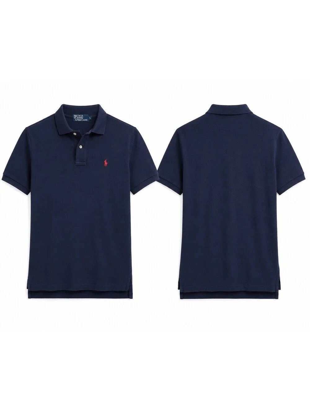 Polo Ralph Lauren Mens Custom Fit Slim Polo Shirt Navy Blue Red Pony Size L